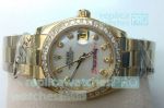 Replica Rolex Datejust White Diamond Dial Gold Case Watch